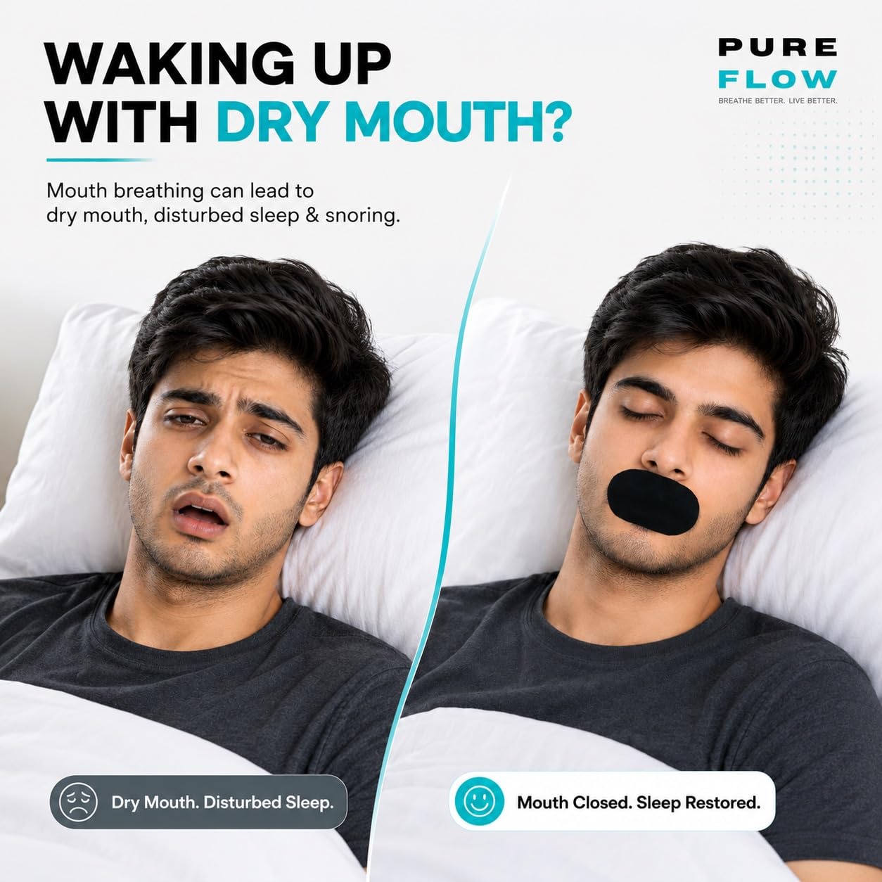 PureFlow Mouth Tape for Better Sleep – Hypoallergenic, Skin-Safe, Comfortable – Reduces Snoring & Mouth Breathing | CDSCO Approved | 10 Tapes — Amazon image 8