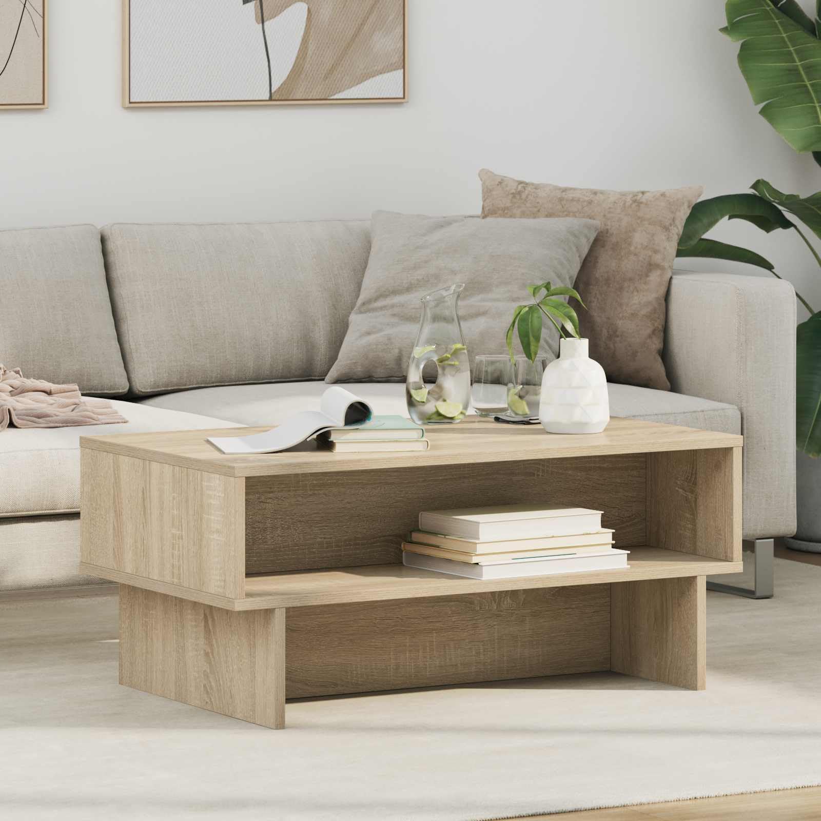 Table basse moderne 80 cm meuble de rangement salon et table d'appoint stable