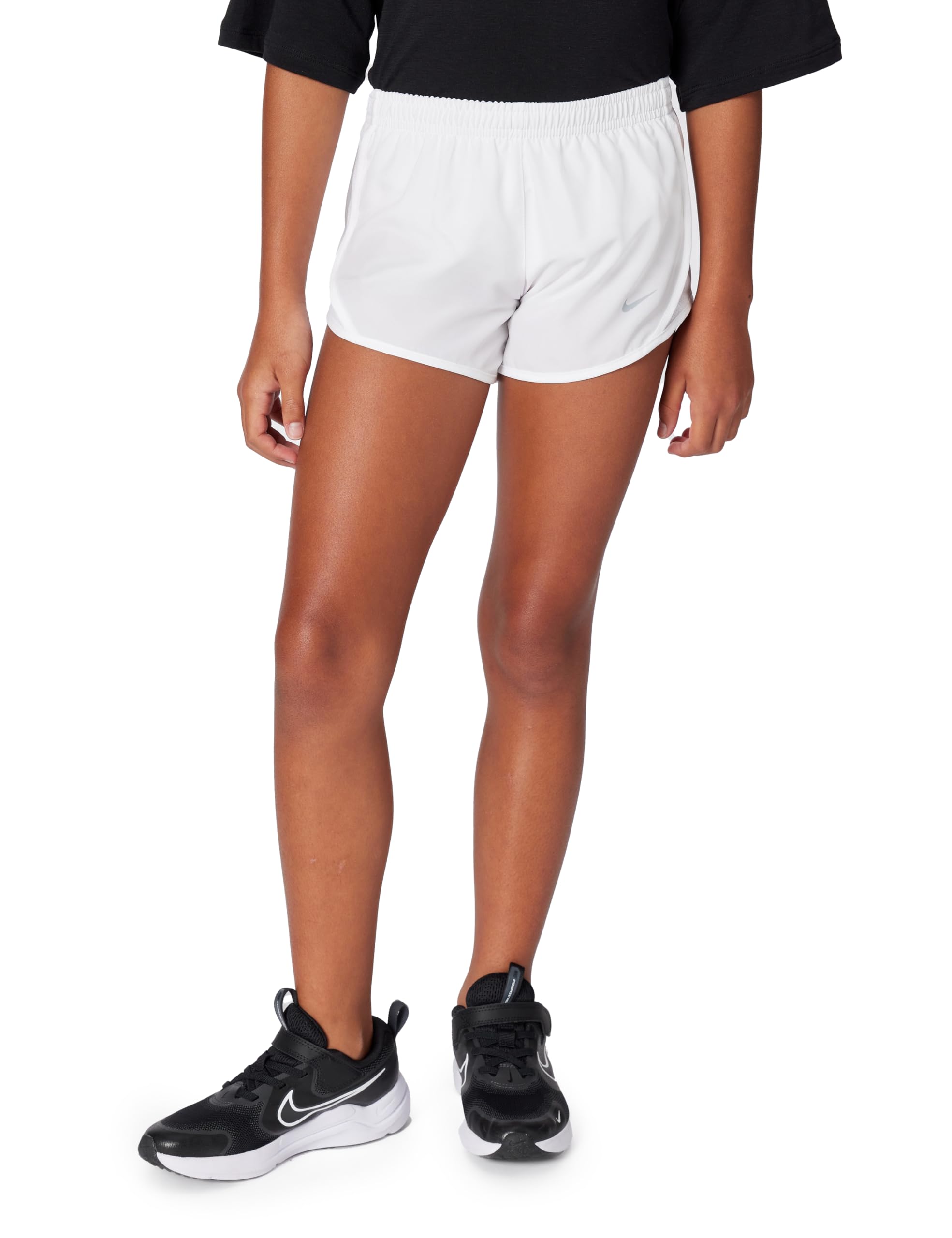 Nike Dry Tempo - Pantalones cortos para correr para niña, Pantalones para correr., S, Blanco