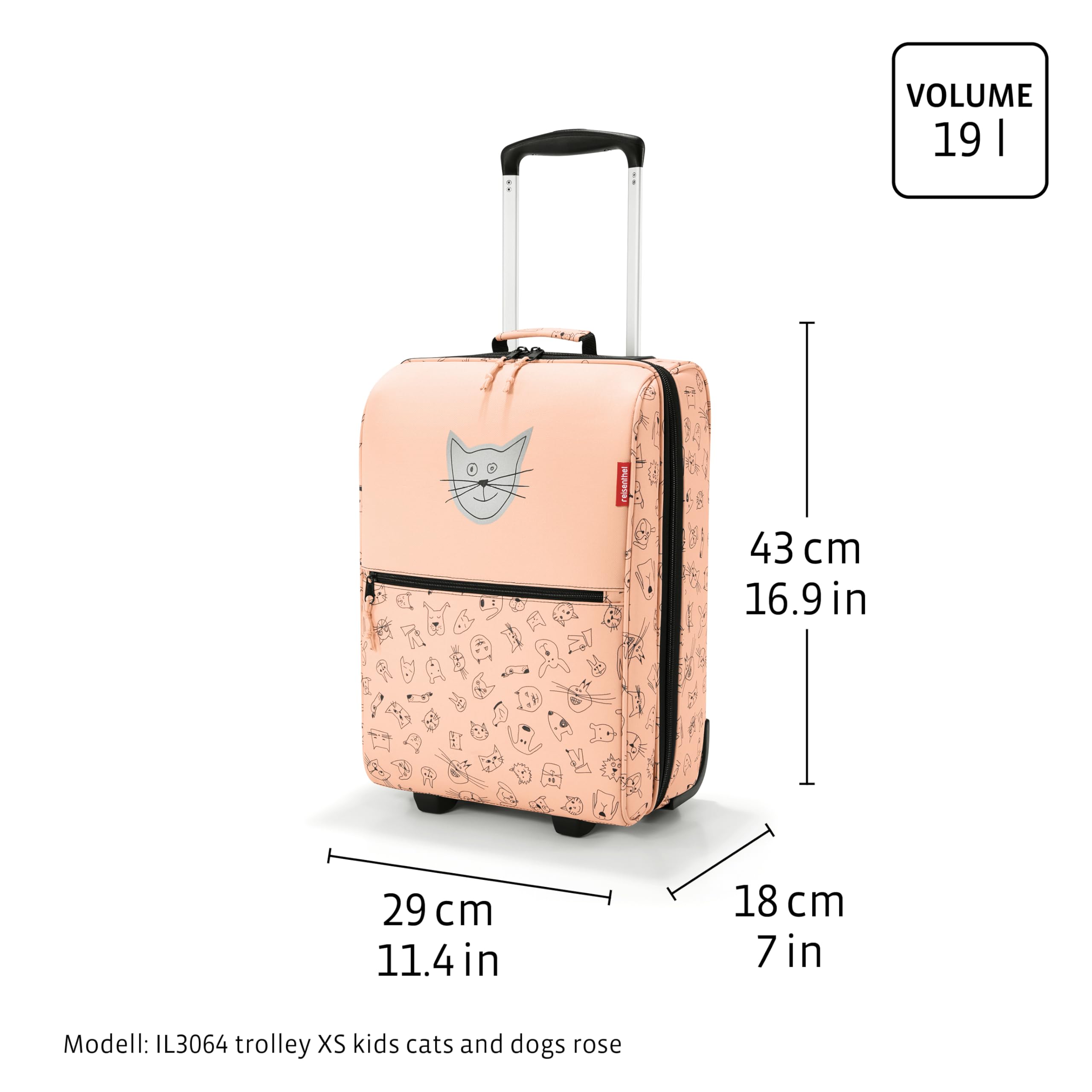 reisenthel Kinder Trolley XS & Allrounder M Set cat´s and Dog´s Rose – Koffer & Tasche mit Stecklasche – robust, leicht, ideal für Urlaub & Ausflüge
