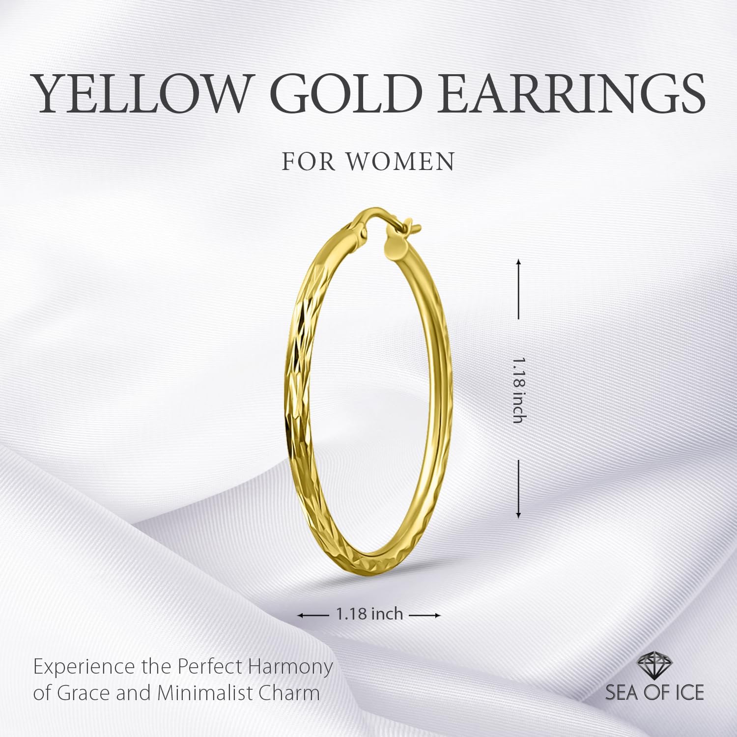 Sterling Silver 2mm Width Diamond-Cut Round Hoop Earrings, 15mm-60mm