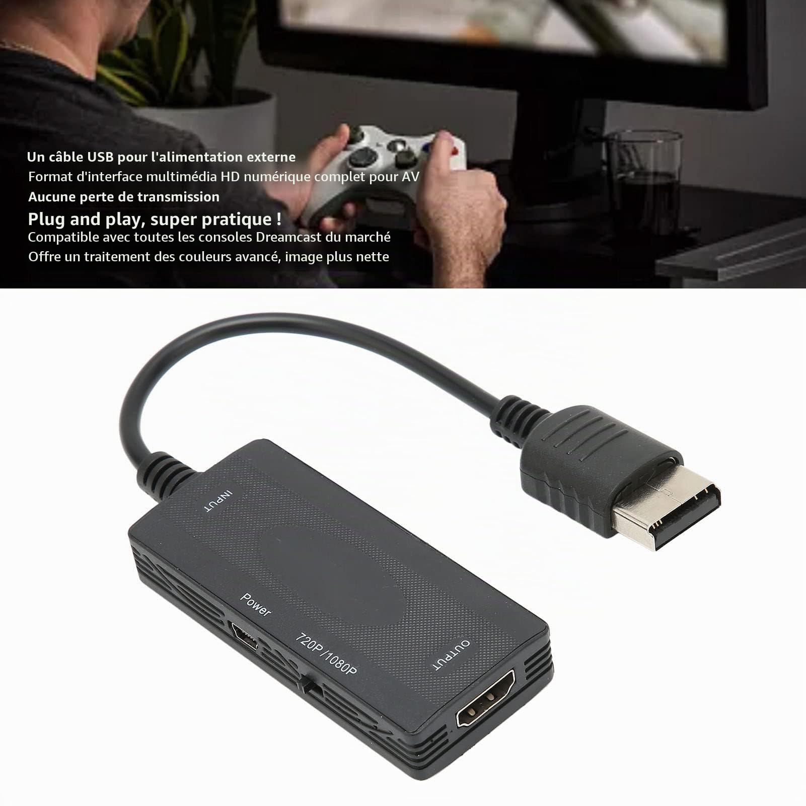 pour Dreamcast vers HD Convertisseur d'interface Multimédia Câble d'interface Multimédia HD HD pour Console Dreamcast DC Convertisseur Vidéo Adaptateur Dreamcast vers HD