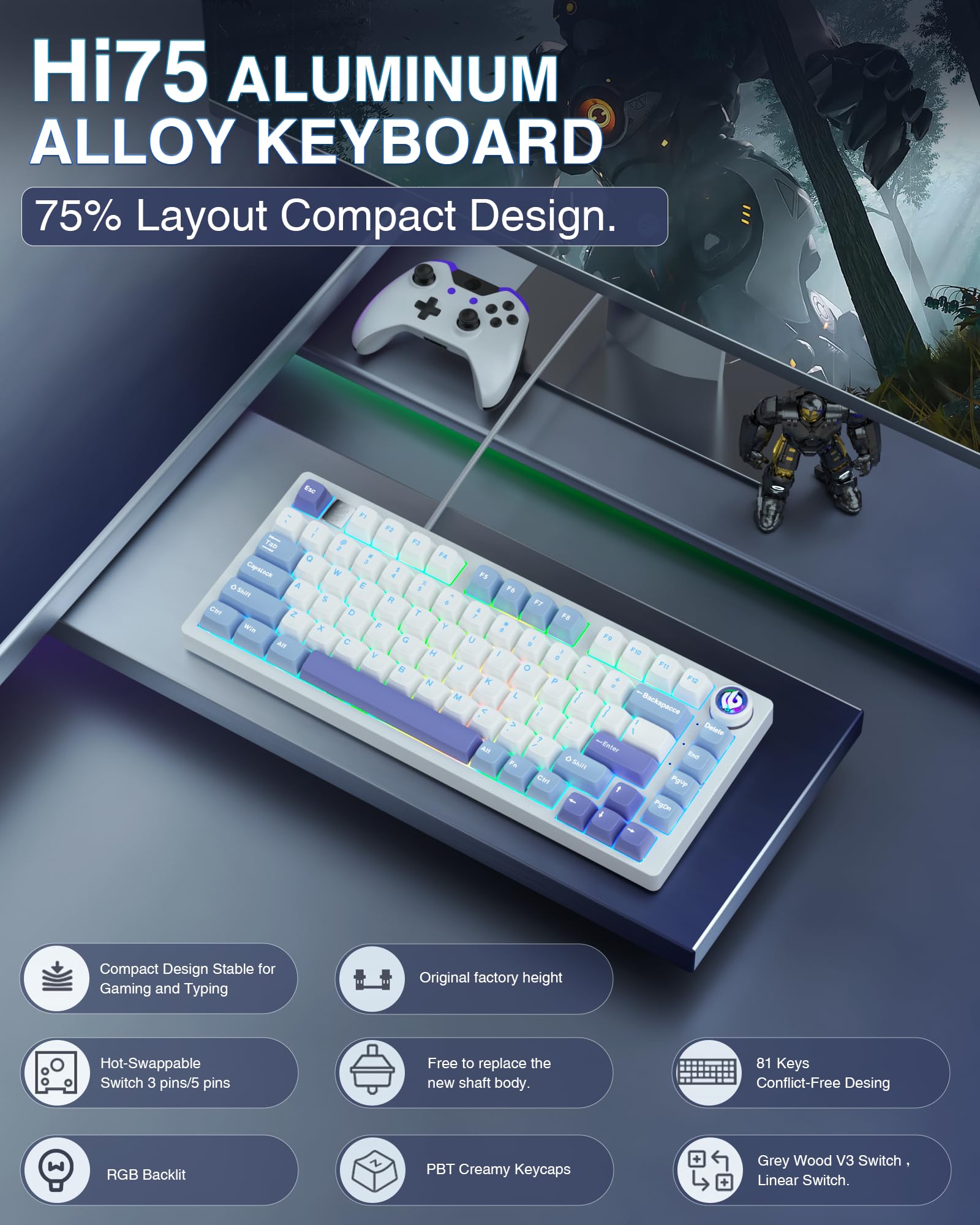 Amazon | CORBOBO x LEOBOG Hi75 メカニカルゲーミングキーボード 有線