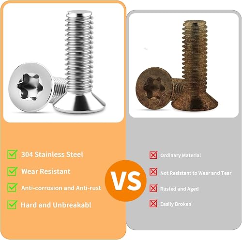 XRXYMQ 25 Pezzi Vite M6 x 25 mm Viti Acciaio Inox 304 Viti Inox Torx a Testa Svasata Esagono Incassato Filettatura Completa per Assemblaggio Domestico Falegnameria e il Fissaggio di Ferramenta - 4