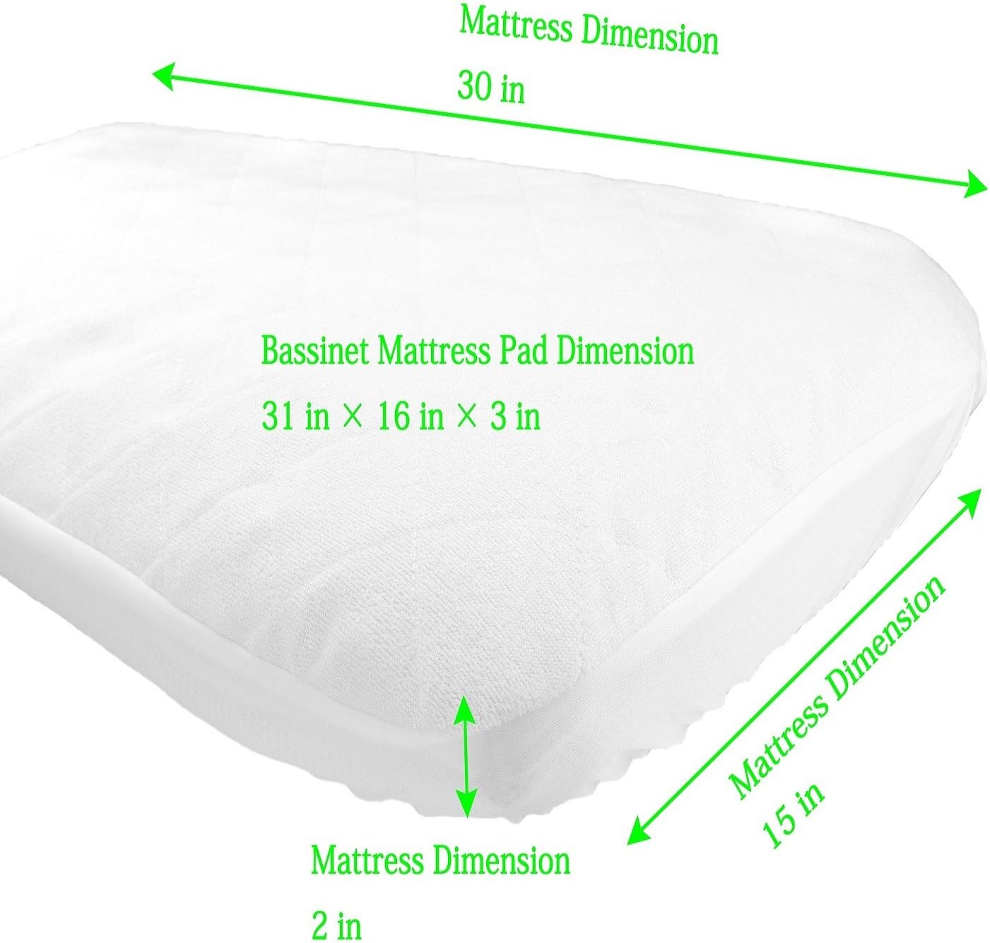 FAMMY PRO Premium Organic Bassinet Mattress Pad Waterproof Bamboo Cover - , Premium Organic Bamboo, Comfortable, Waterproof Layer Breathable Protector (30”x15”): Kitchen & Dining