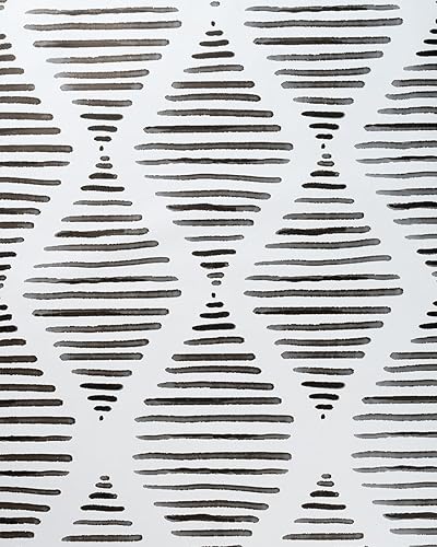 Yun-aeon Papel tapiz de rayas blancas y negras de 17.7 x 300 pulgadas, moderno papel de contacto de diamante geométrico extraíble, papel tapiz disponible en Yaxa Colombia