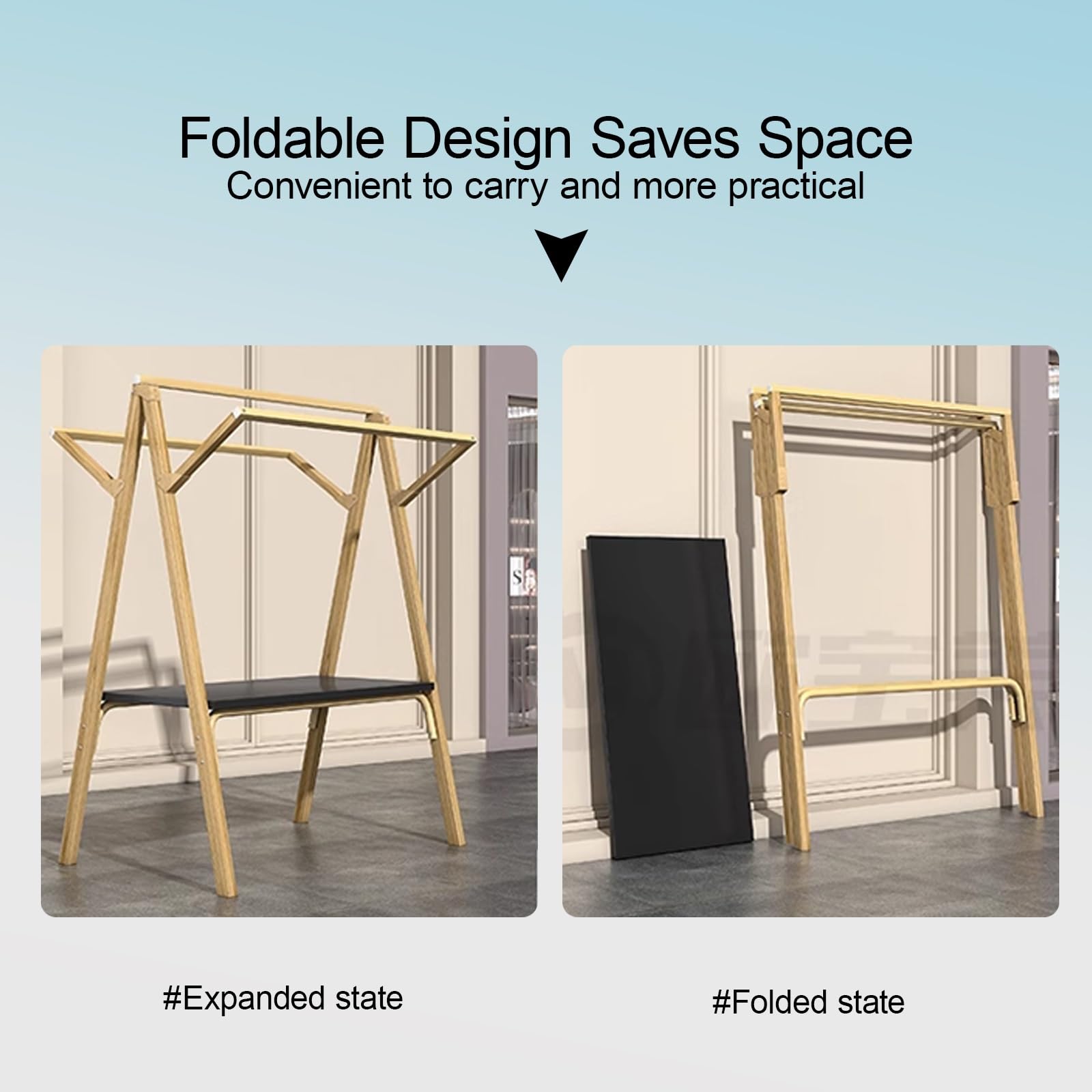 Espositore portatile con design pieghevole per mercatini e mostre artigianali