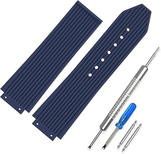 25mm Hublot Big Bang Rubber Leather Strap Replacement Rubber Watch Band（Black）