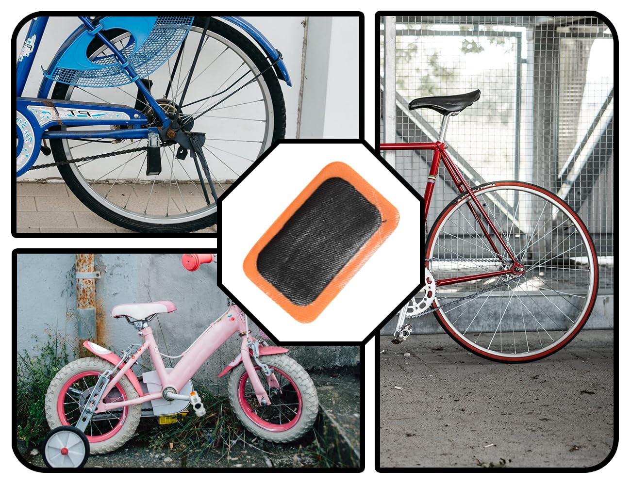 KAPSING 48 Stück Fahrradreifen Flicken Set, Fahrrad flickzeug, Fahrrad reparaturset, Quadrat Fahrradreifen Patch Kit, Fahrrad Flickzeug für Reifen 