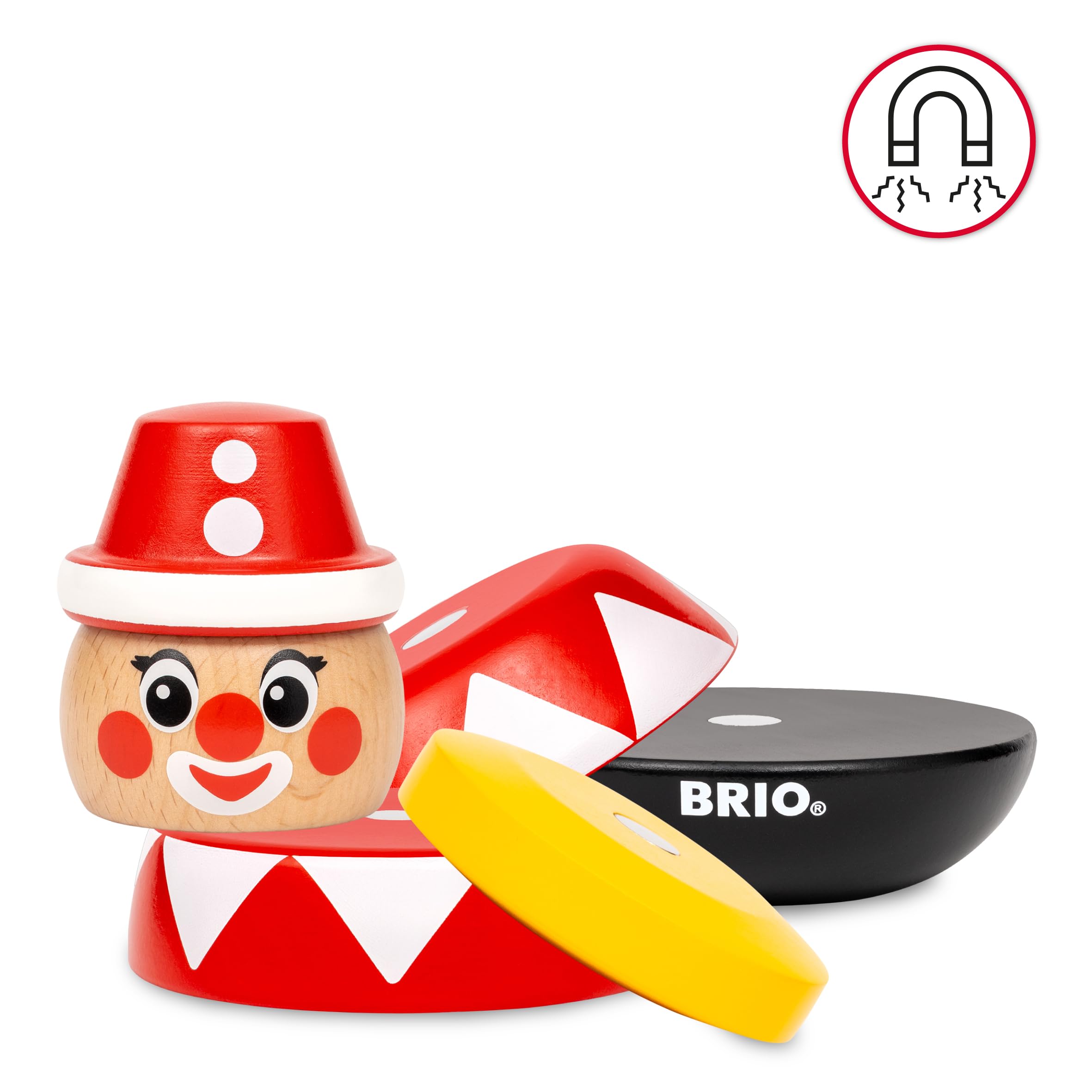 BRIO 30490 Pagliaccio Magnetico Impilabile In Legno FSC - Giocattolo Per Bambini 12+ Mesi, 5 Pezzi Colorati Per Sviluppare La Motricità Fine - 4