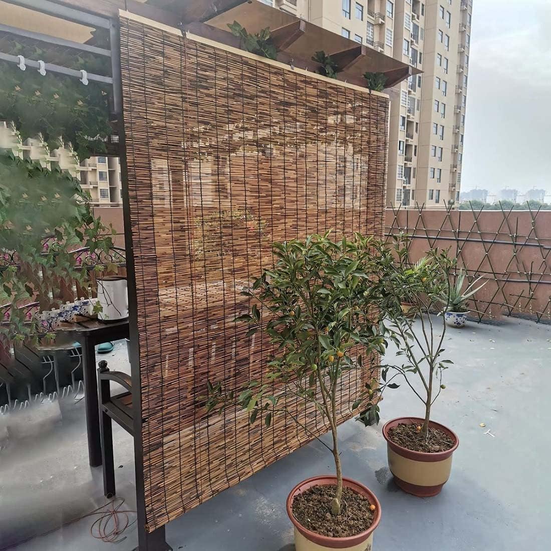 室内日除け 葦 すだれ 手織りロールスクリーン 竹製スクリーン 目隠し・間仕切り装飾 竹製カーテン 夏の日焼け止め 竹すだれ 長さ