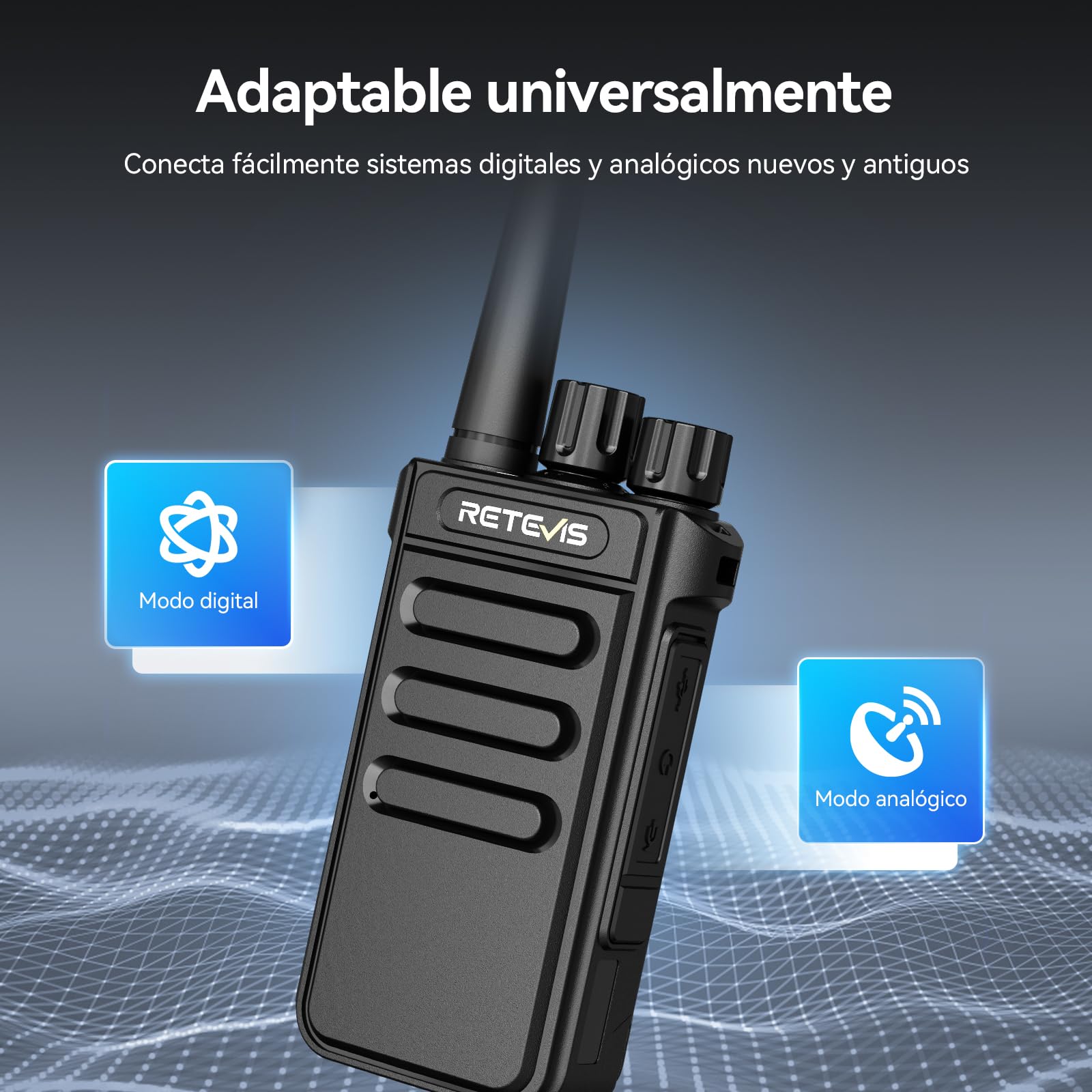 Retevis MateTalk P64 Walkie Talkie Digital sin Licencia, Radio Bidireccional de Largo Alcance Compatible con Repetidor, Llamadas Grupales, VOX, Seguridad, Radio Comercial para Fabrique (Paquete de 2)