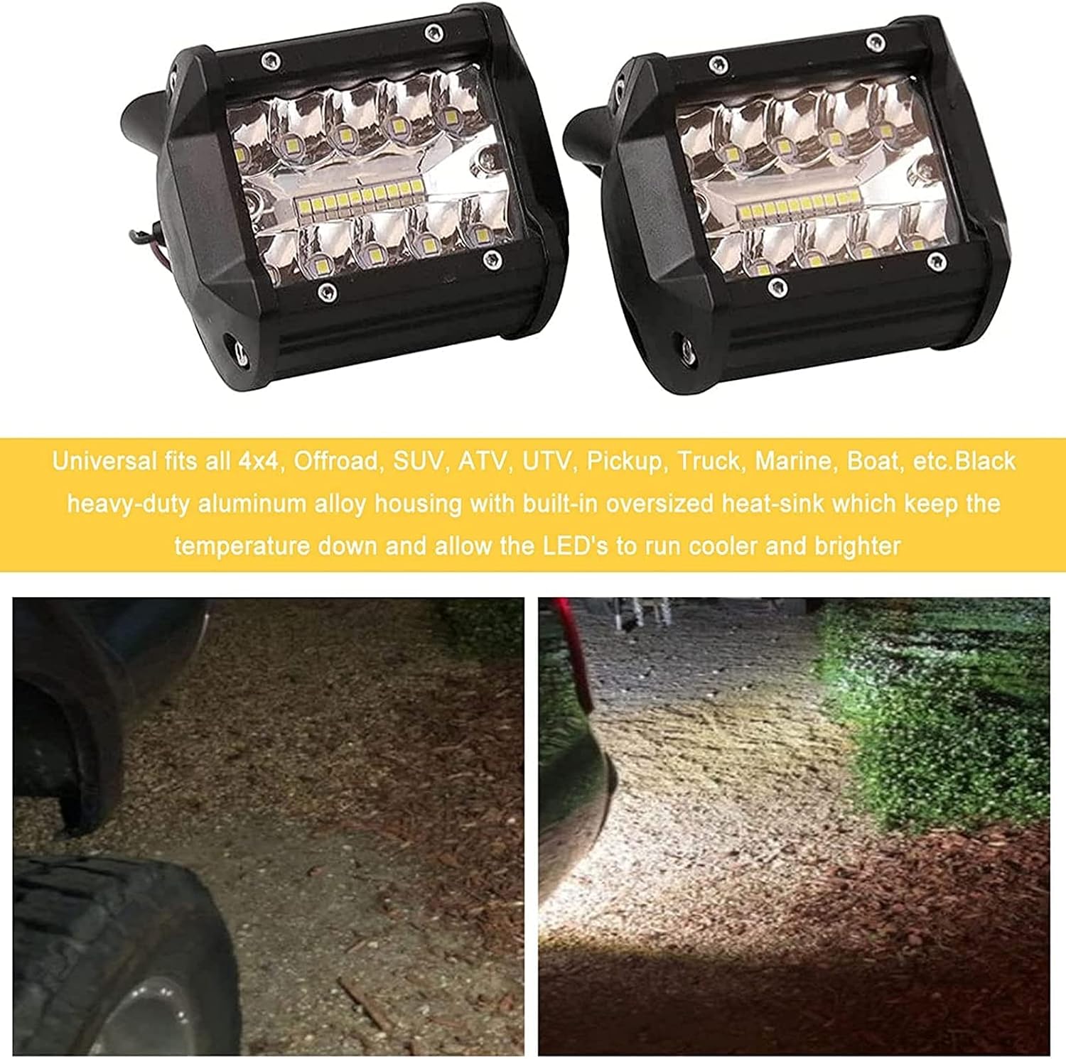 RYANSTAR RACING Tow Hitch LED Lights 2 PCS 4 Inch 60W Led Pods,2.5 Inch Tow Hitch Mounting Brackets Backup ​Reverse Lights Compatible with Pickup ATV SUV Truck Trailer Boat