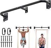 SELEWARE Heavy Duty Wall Mount Pull Up Bar - 450LB Capacity Steel Joist Chin Up Bar with Resistance Band Hooks for Home Gym