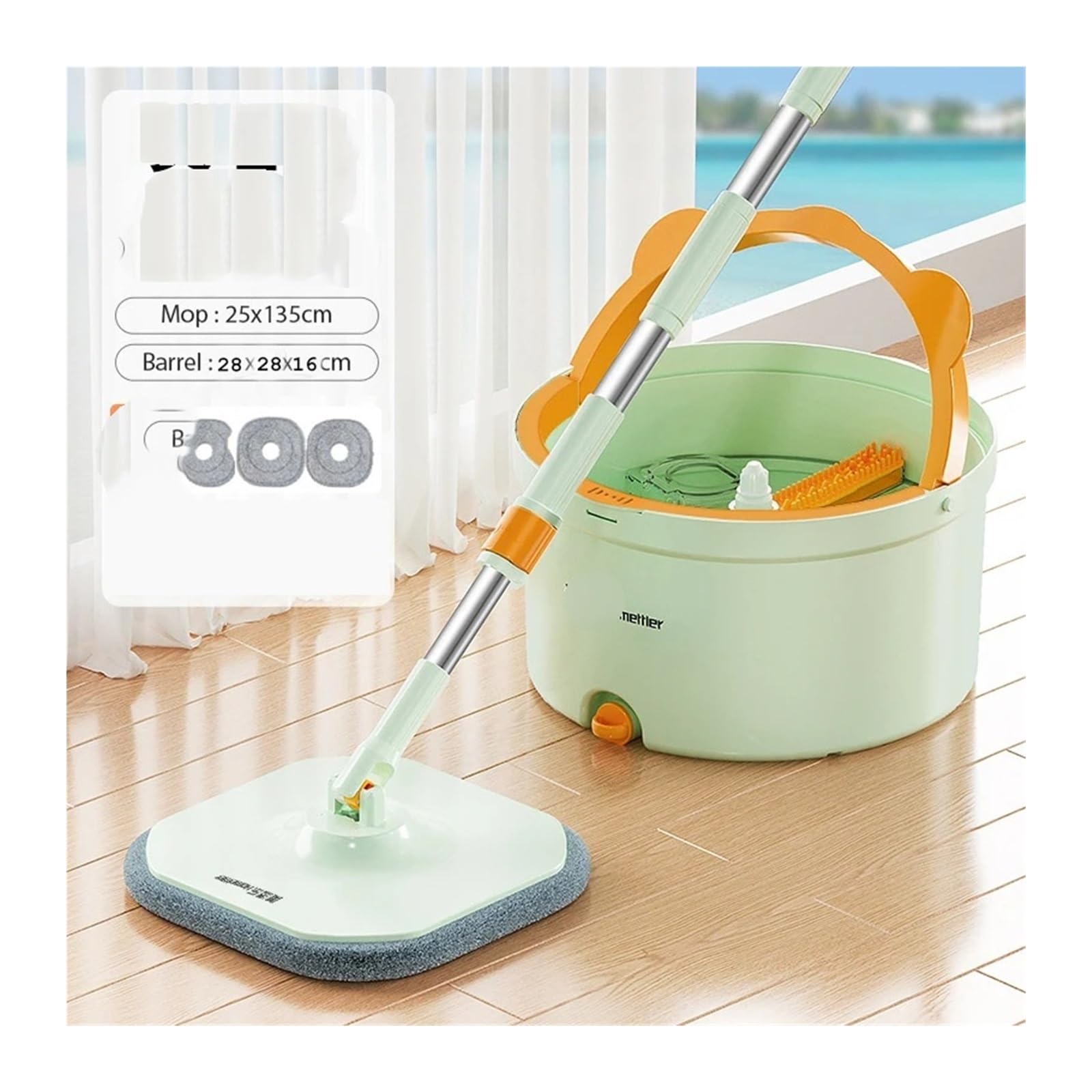 Trapeadores con cubo, baldosas absorbentes de agua y polvo, herramienta de limpieza multifuncional Compatible con cabezales reemplazables for sala de estar del hogar