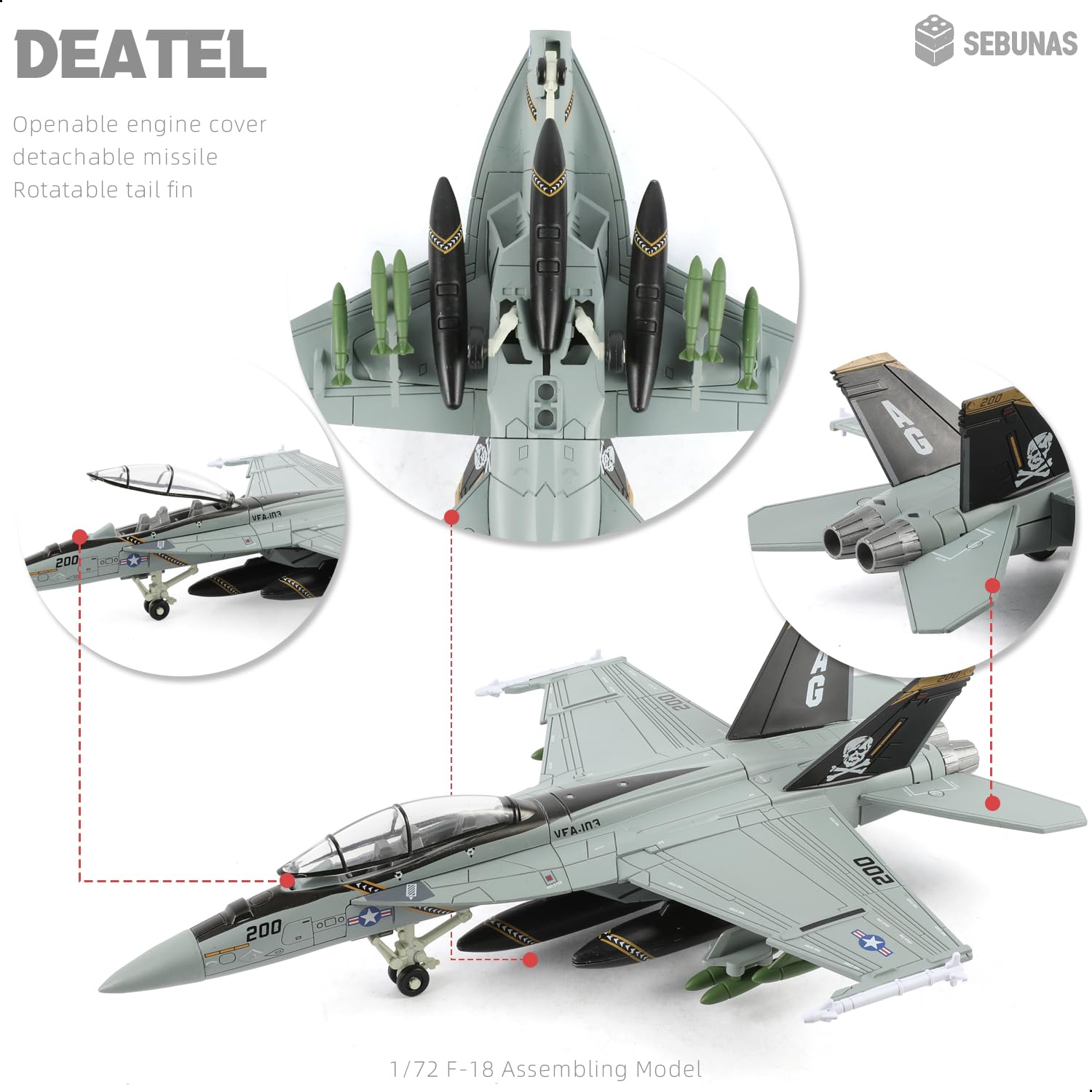 Kit di montaggio rapido in scala 1:72 F-18 Jolly Rogers Fighter Jet, in plastica, divertente giocattolo di montaggio di aeroplani, con supporto, regalo per bambini, adatto per regali di Natale