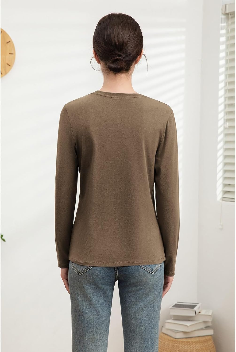 Cotton Long Sleeve Shirts for Women Slim Fit Basic Tees Underscrub Tshirts Crewneck Undershirts Casual Plain Tops - Image 2