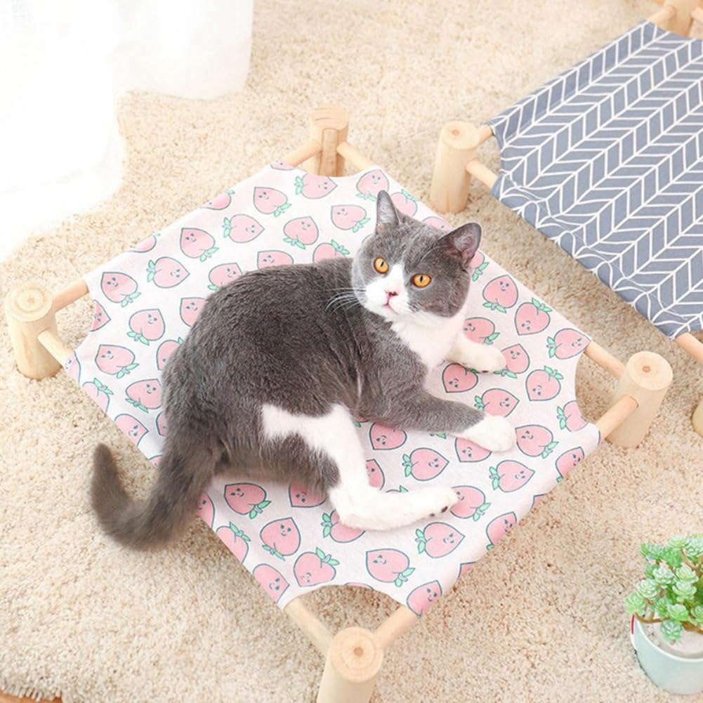 Osmond Amaca per cani e gatti in legno amaca per gatti letto di raffreddamento rialzato staccabile portatile per interni ed esterni Letto per animali domestici adatto G