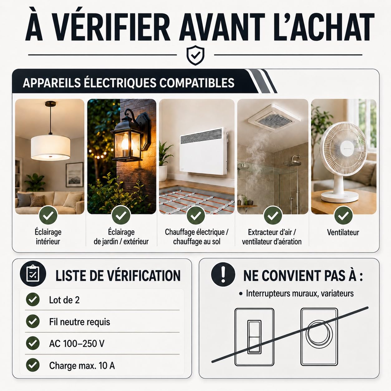 LoraTap Lot de ２ Interrupteur WiFi Alexa Sans Fil, MINI TAILLE, Récepteur 2500W 10A, Commutateur Connecté Intelligent, Commande à Distance Par Téléphone, Relais Compatible avec Google Home IFTTT