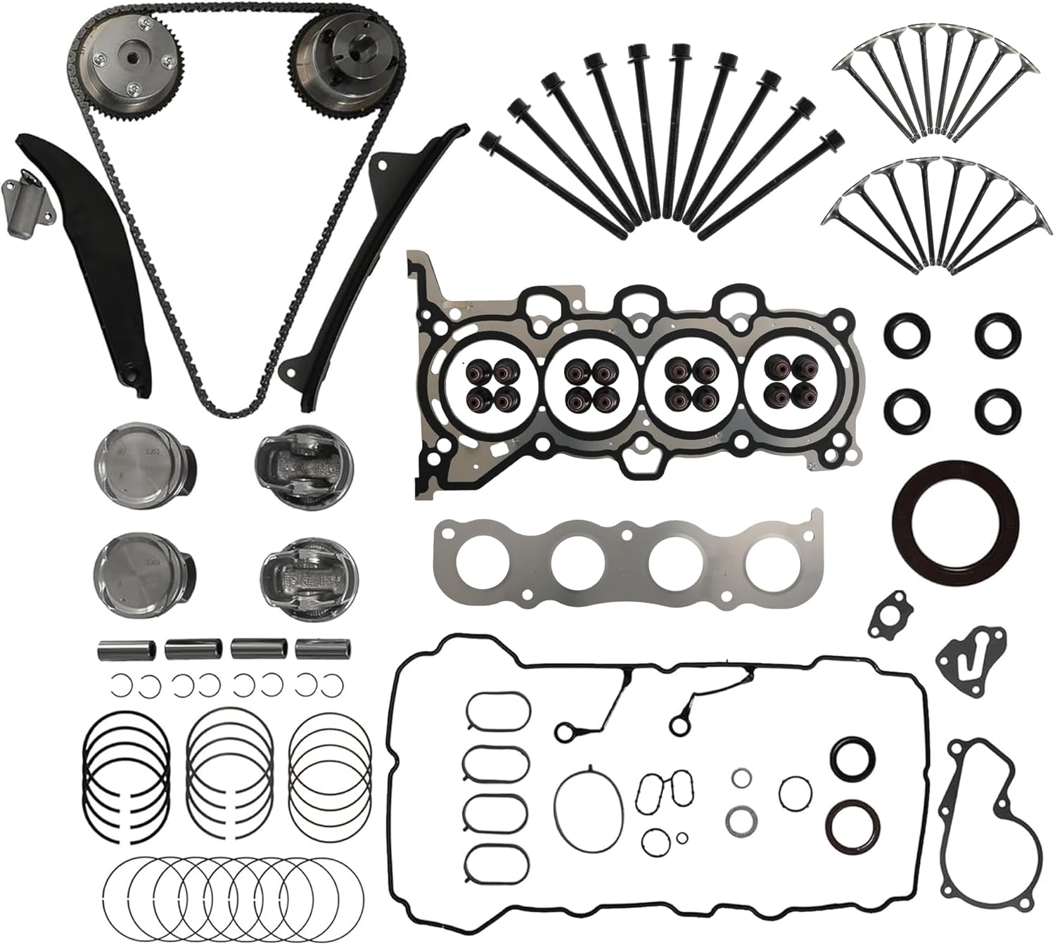 Engine Head Gasket Set Pistons & Rings Timing Chain Kit Fit For Hyundai Kia Elantra Tucson;Fit For Soul Forte 2014-2019 G4NA 2.0L