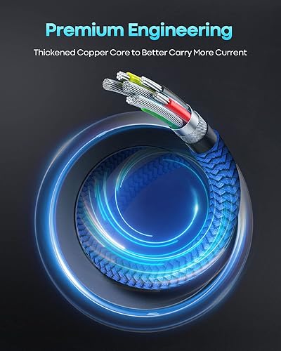 Miniatura 13 de Cable USB C a USB C, 60 W (3 A), carga rápida tipo C a tipo C, cable de carga trenzada compatible con Samsung S23 Ultra S22 S21 S20, Note10, Pixel 7