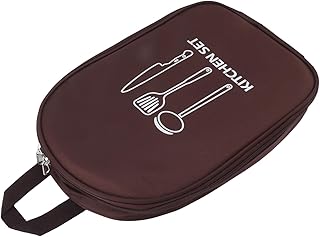 Uadme PortableBBQ - Bolsa de utensilios de cocina para camping, viajes, bolsa de utensilios con asa para barbacoa, campamento, cocina, color marrón