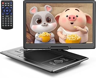 Yoton Portable DVD Player 16.9 Inches YOTON DVD Video Player with 14.1 Inch HD LCD Screen, Dual High-Quality Amplifiers, Long Playtime of 4-6 Hours, 270° and 180° Bidirectional Folding Screen, No