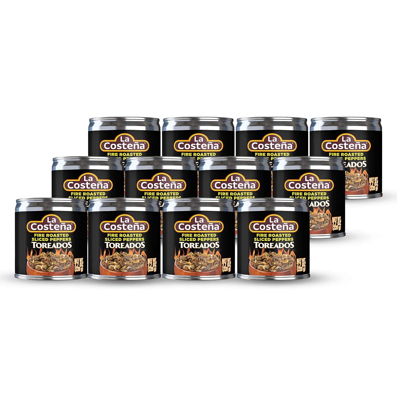 La Costeña Sliced Serrano Pepper Toreado - Fire Roasted Spicy Green Chiles for Mexican Food, Pico de Gallo, Taco Seasoning, Salsa Verde & Guacamole - Pickled Vegetables - 7.7oz, 12 Pack Canned Chilis