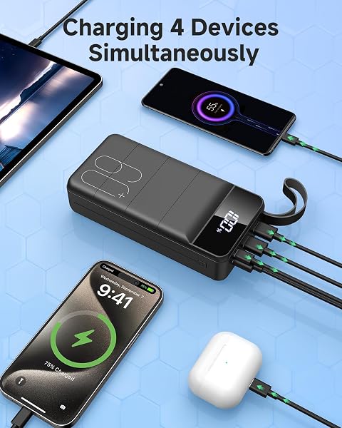 PowerBank 60000mAh Fast Charging,Battery Pack 22.5W Power Bank with USB C, Portable Charger,4 Outputs and 2 Inputs LED Display Compatible with Android Tablets iPhone etc. - 5