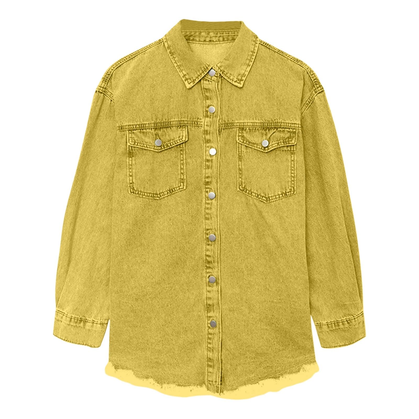 Generisch Moda da donna in denim, a maniche lunghe, con bottoni, colore puro, lunghezza media, stile europeo