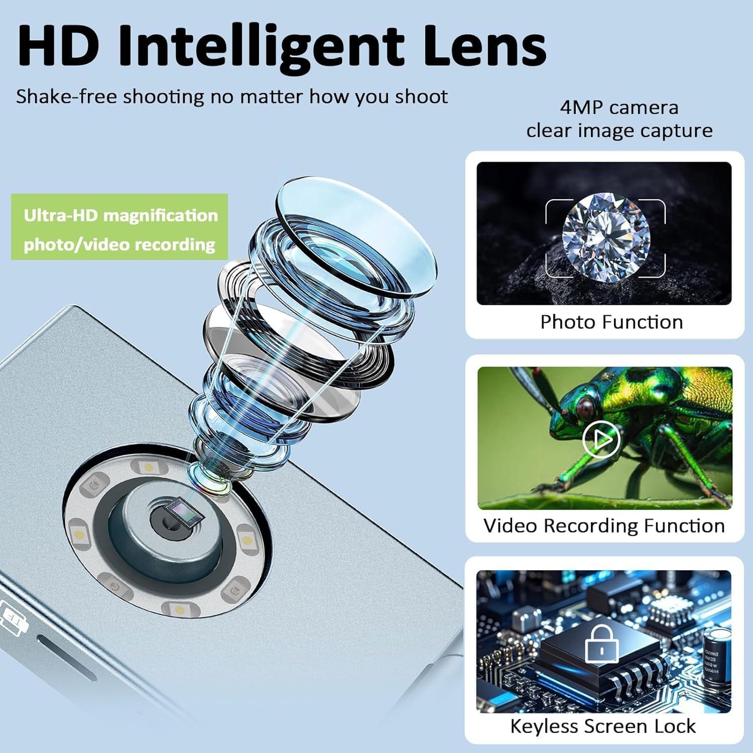 Lupa Electrónica De 600x, Microscopio Óptico Plegable, 4 Niveles De Aumento, Cámara De 4 Megapíxeles, Tarjeta De hasta 64 GB, Pantalla Digital HD De 3,5", para Reparación, Inspección E
