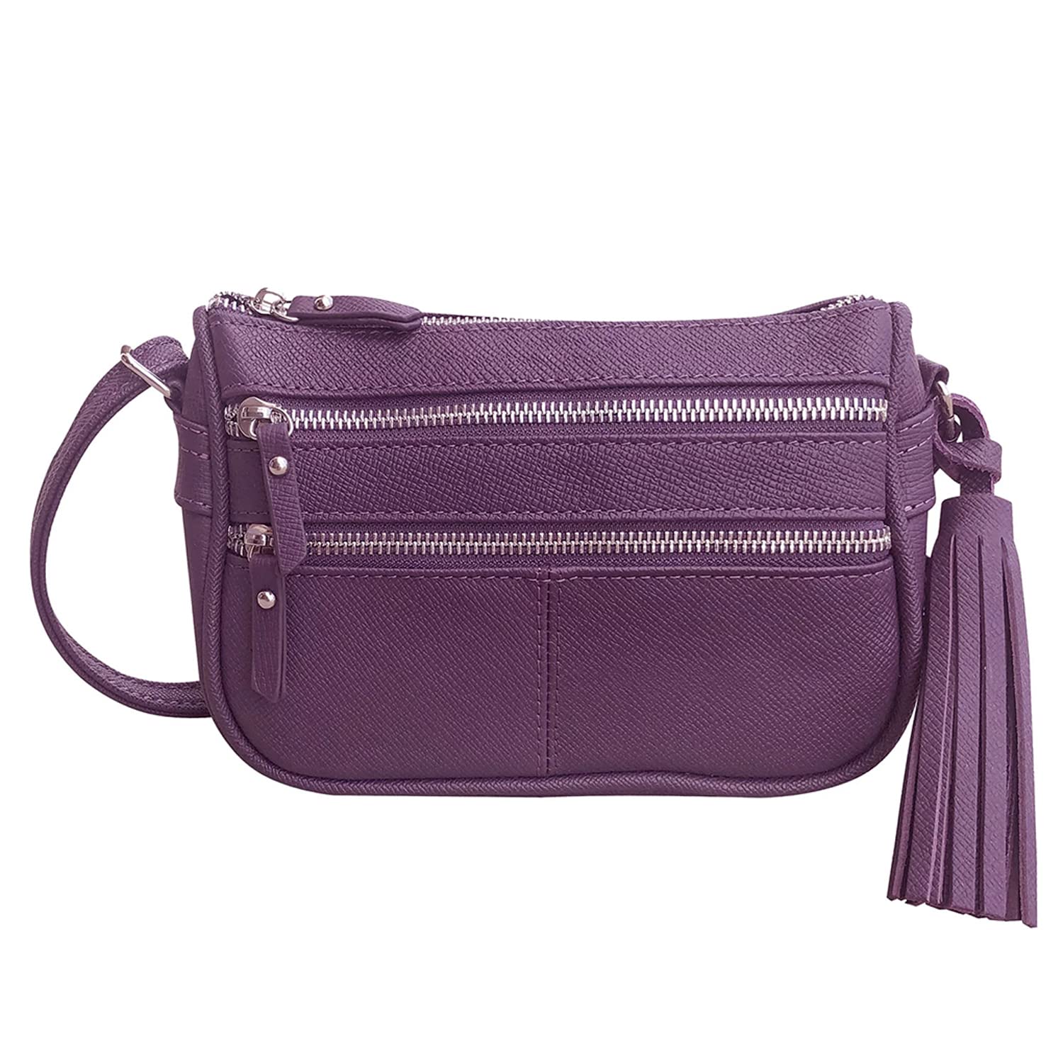 Cowhide Leather Women's Shoulder Purse Small Cross Body Organizer Bag with Many Pockets