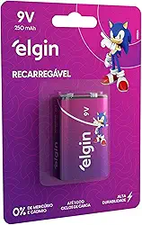 Bateria Recarregável 250mAh Elgin com 1 unidade 9V Pilha
