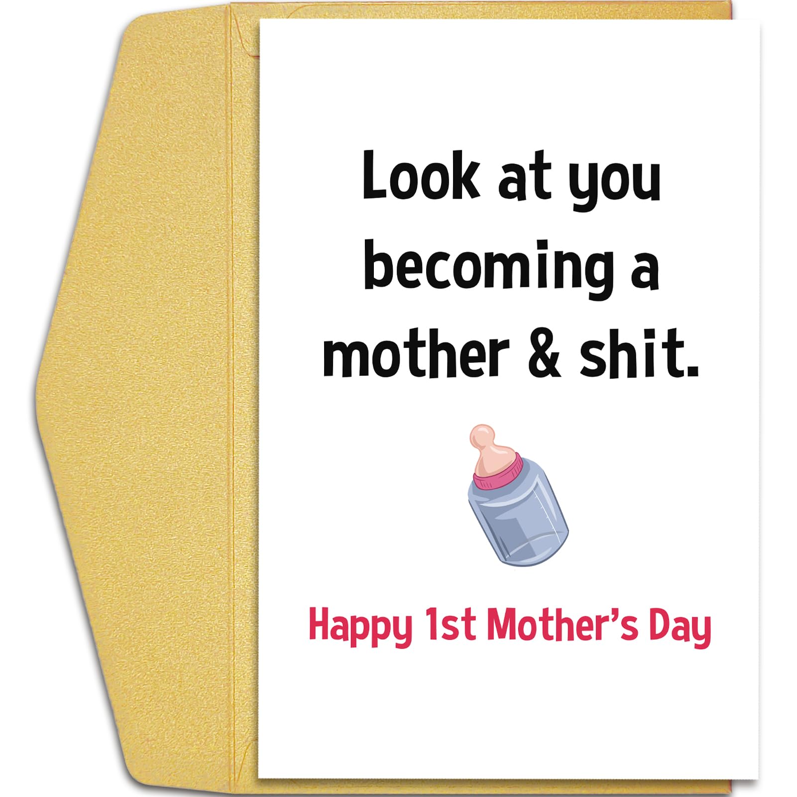 Qiliji Funny First Mother's Day Card, Happy 1st Mother's Day Card, First Mothers Day for New Mom, 1st Mother's Day Card for Wife Daughter Sister Friend Aunt Niece