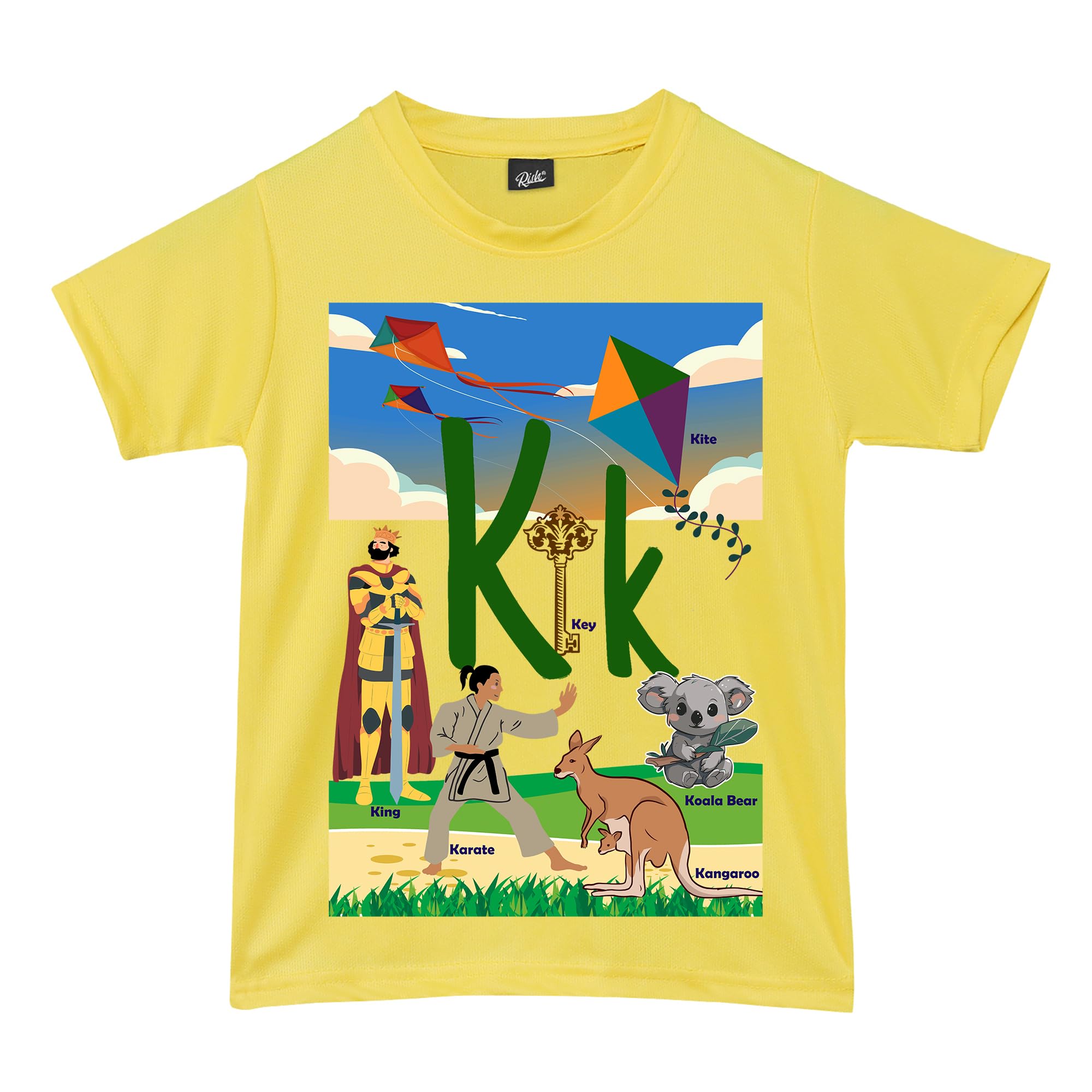 RISHAlphabet - K - T Shirt for Boys and Girls | Birthday Educational Phonic Tees for Toddler Kids Outfit