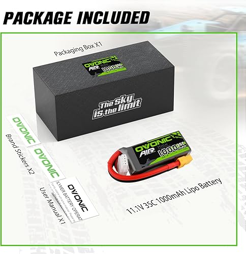 Miniatura 6 de OVONIC 3S Lipo Batería 35C 1000mAh 11.1V Lipo Batería con conector XT60 para RC Avión Helicóptero Quadcopter FPV Racing Drone