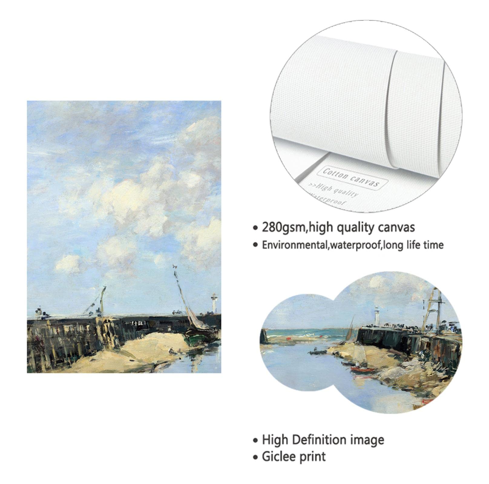 港の風景 油彩画 装飾フレーム付き Amazon.co.jp: 画家ユージーン・ブーダンによる水色の港の風景画