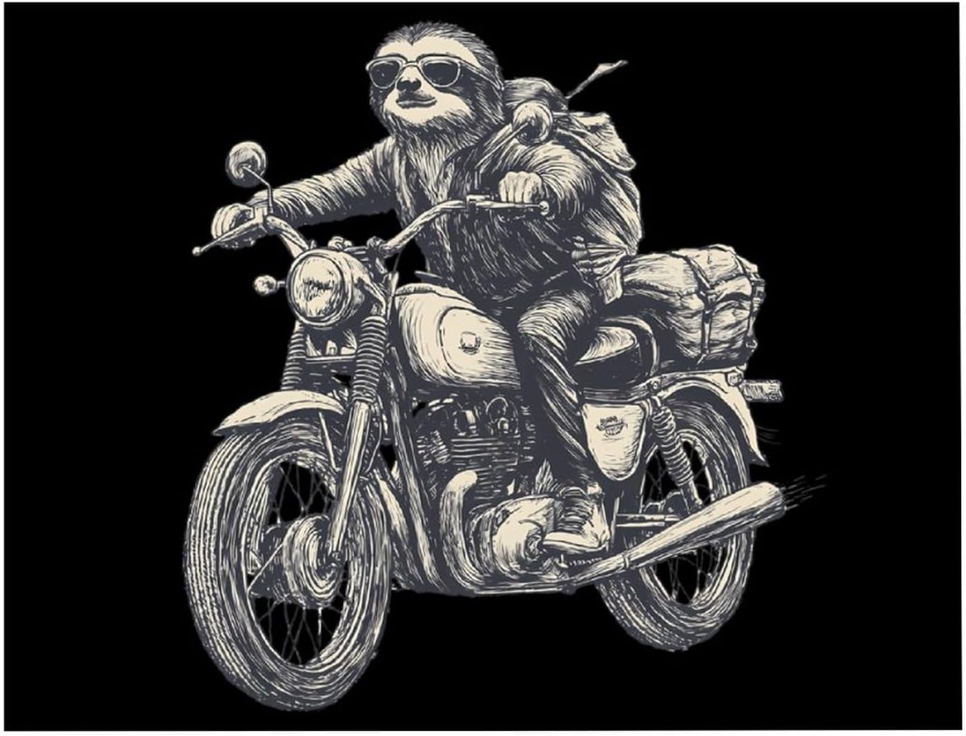 Sloth Old-School Motorcycle Ride Printed Diamond 5D Painting Kits DIY Full Drill Crafts for Home Wall Decor 16x20 Inch Yellow Wood 50 * 40cm