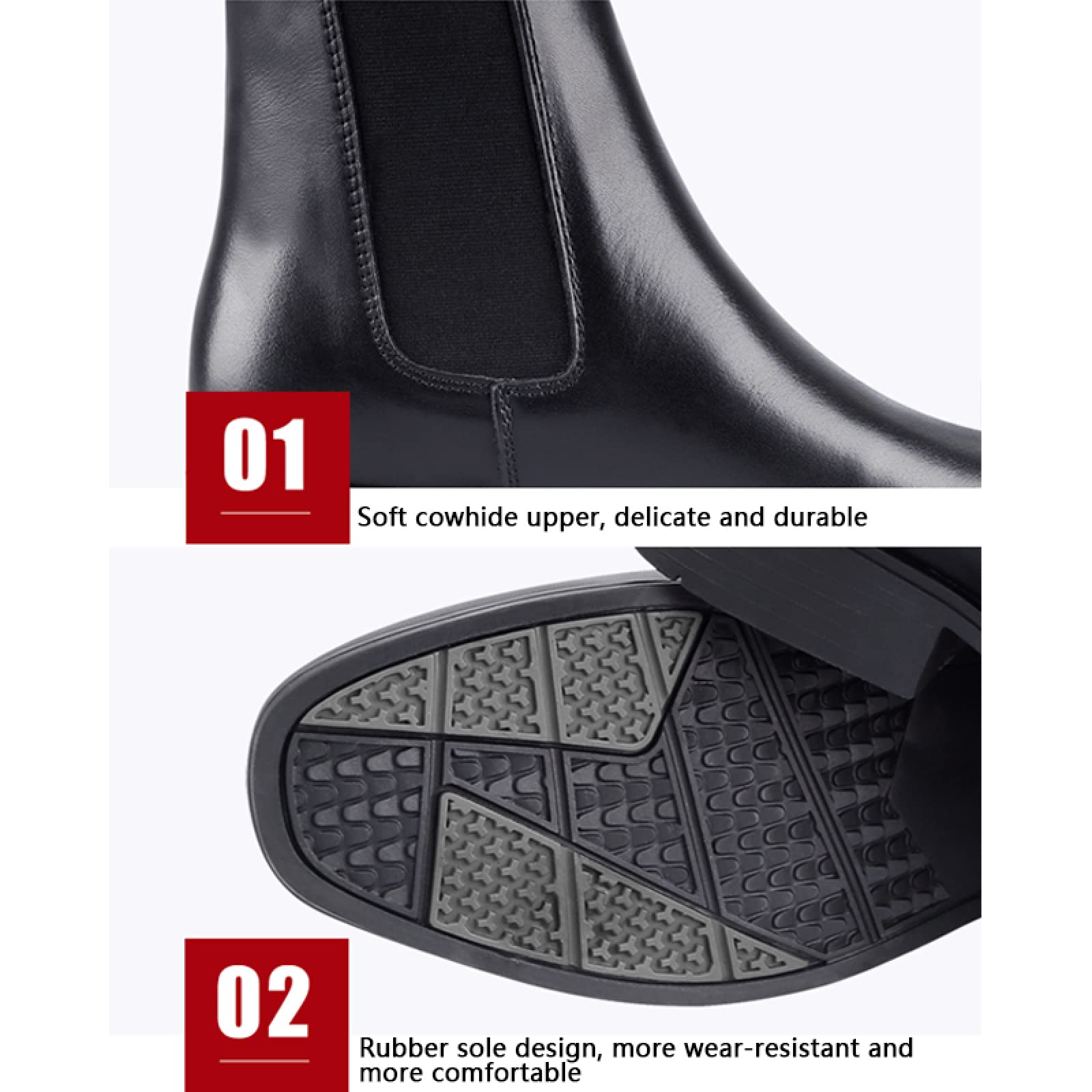 LEBEE Botas de montar a caballo Botas de jogging de piel de vaca Botas de montar,Black-40