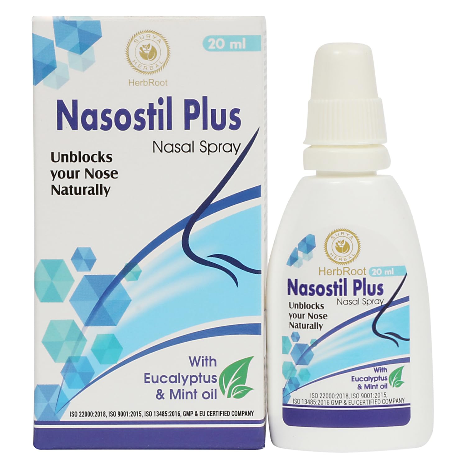 HerbRoot Surya Herbal Nasostil Plus | Nasal Spray | Eucalyptus & Mint Oil | Relieves Sneezing | Itchy Nose | Runny Nose 20ml | (Pack of 3)-picture-22