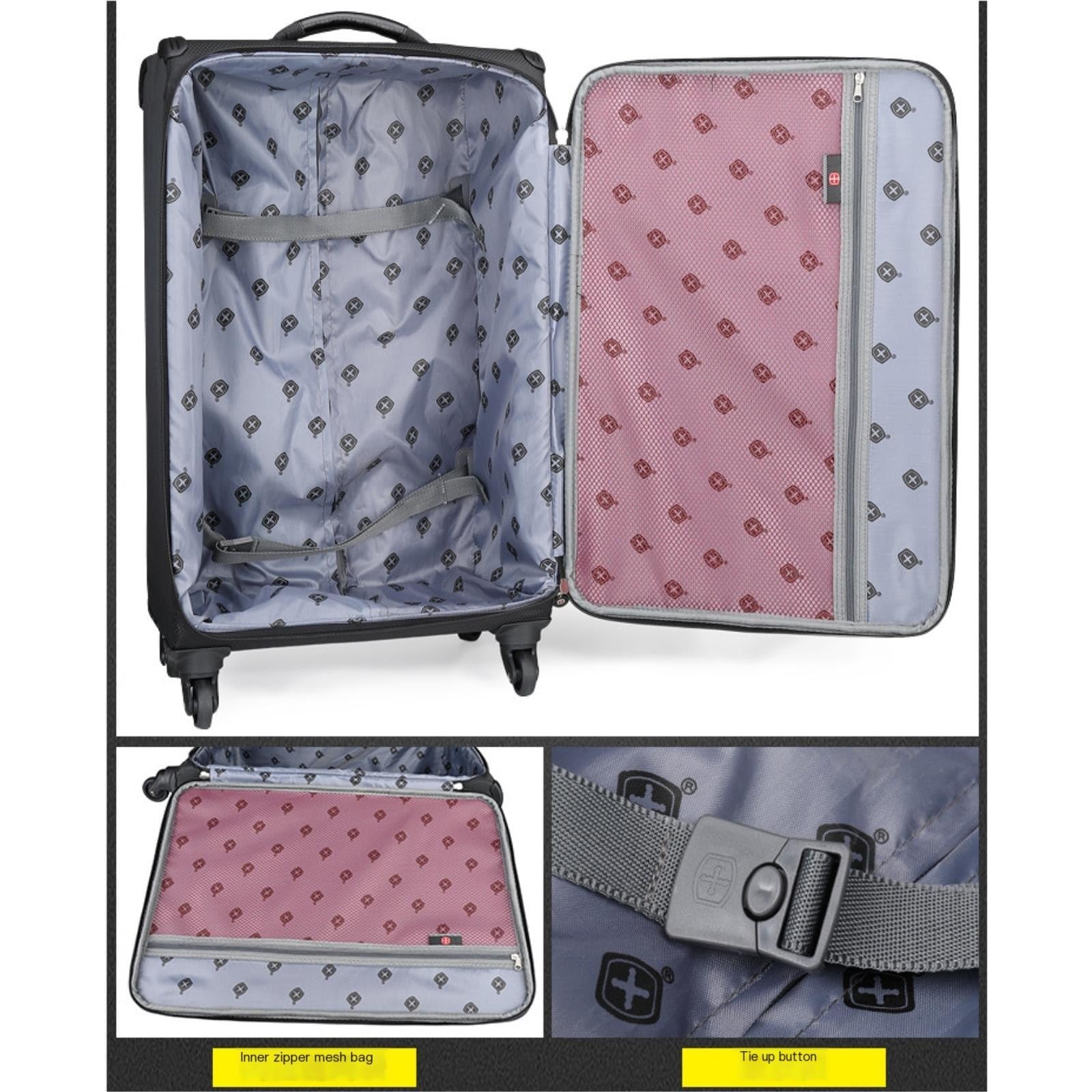 Reisekoffer Leichter Trolley-Koffer 20 Zoll Bordkoffer Universal-Rollkoffer, Verschiedene Größen erhältlich Weichschalenkoffer(Gray,20in)