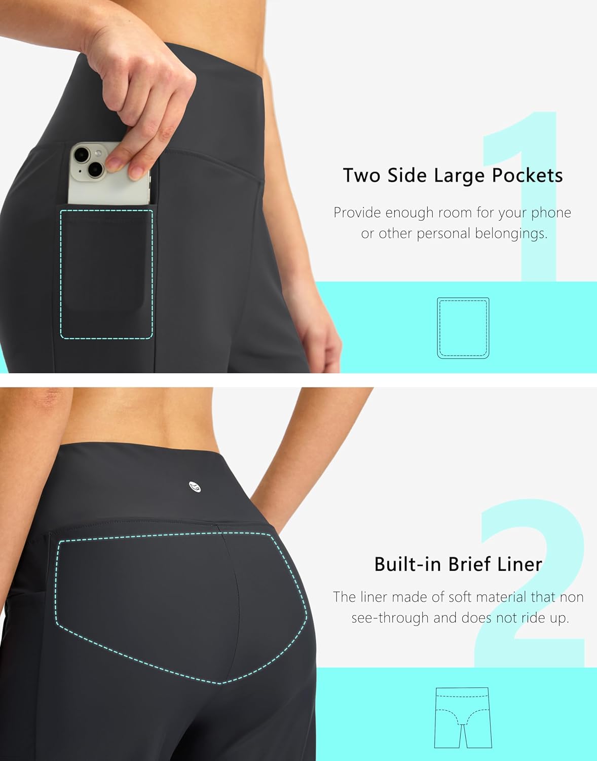 G GRADUAL Women's 11" Long Swim Board Shorts High Waisted Knee Length Beach Swimming Shorts for Women with Pockets Liner - Image 5