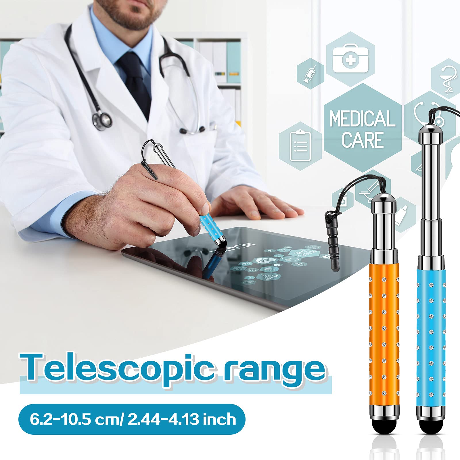 Weewooday 5 Stylets pour Écran Tactile Stylet Tactile capacitif Rétractables Stylo Capacitif Universel pour la Plupart des Appareils Intelligents, Téléphones