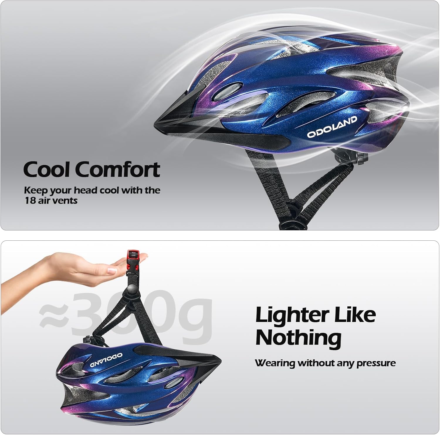 Odoland Adult Bike Helmet and Cycling Sunglasses Set for Men & Women, Safety Certified Bicycle Helmet with UV Protection Glasses for Mountain, Skating, Road, City Commuting & Outdoor Riding