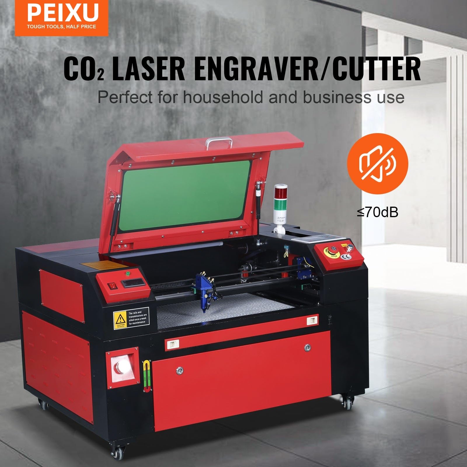 60W Macchina per Taglio e Incisione Laser CO2, Alta Precisione 800mm/s, Chiusura di Sicurezza, Area 600x400mm, Compatibile Lightburn per Legno