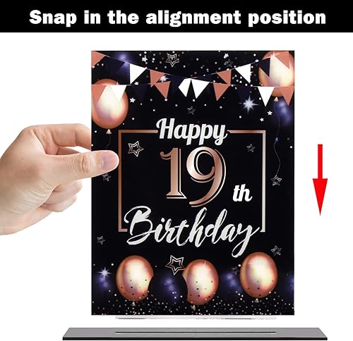 Miniatura 24 de LINGTEER Happy 11th Birthday Decorations, 2Pcs Black&Gold Stand Print Acrylic Table Centerpieces Backdrop Board- Cheers to 11 Years Old Fun Birthday