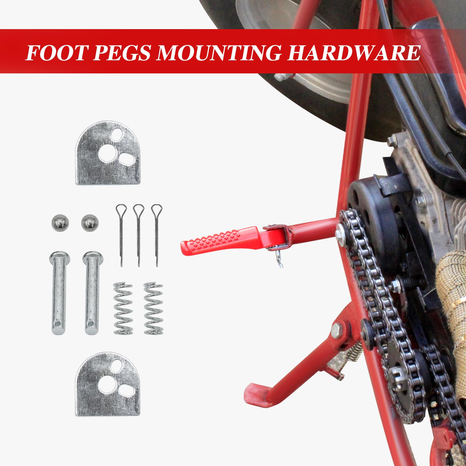 WNOOENG Mini Bike Foot Pegs - Replacement Kit For Coleman CT200U, BT200X, 196cc 212cc Models