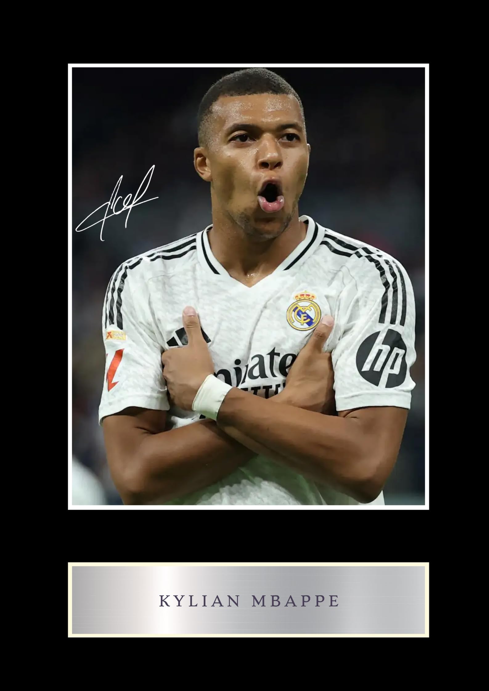 Kylian Mbappe Pre Printed Signature Signed Mounted Photo Display