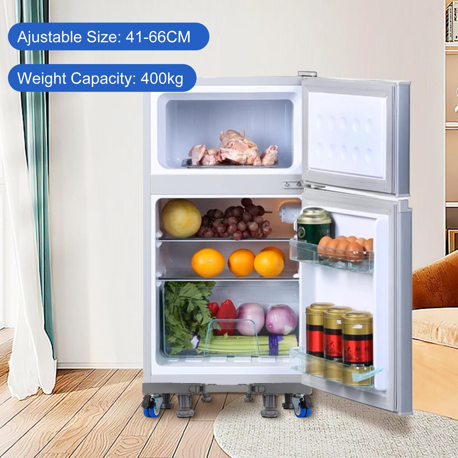 Base Con Ruote Per Lavatrice - Carrello Regolabile Antivibrazioni, Bianco - Foto 2