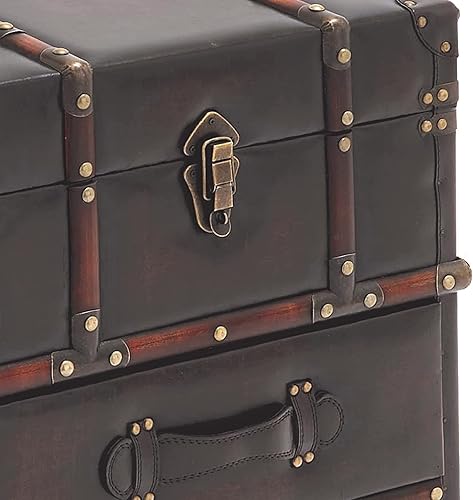 Miniatura 4 de Deco 79 Gabinete rectangular de madera con hebilla superior con bisagras, 18 x 18 x 23 pulgadas, marrón oscuro